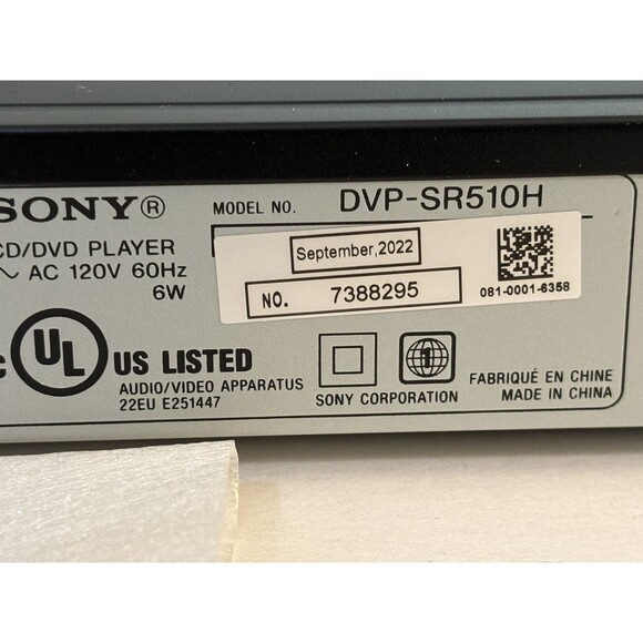 Sony DVP-SR510H DVD Upscaling Player - Black
Open box. - Picture 5 of 7